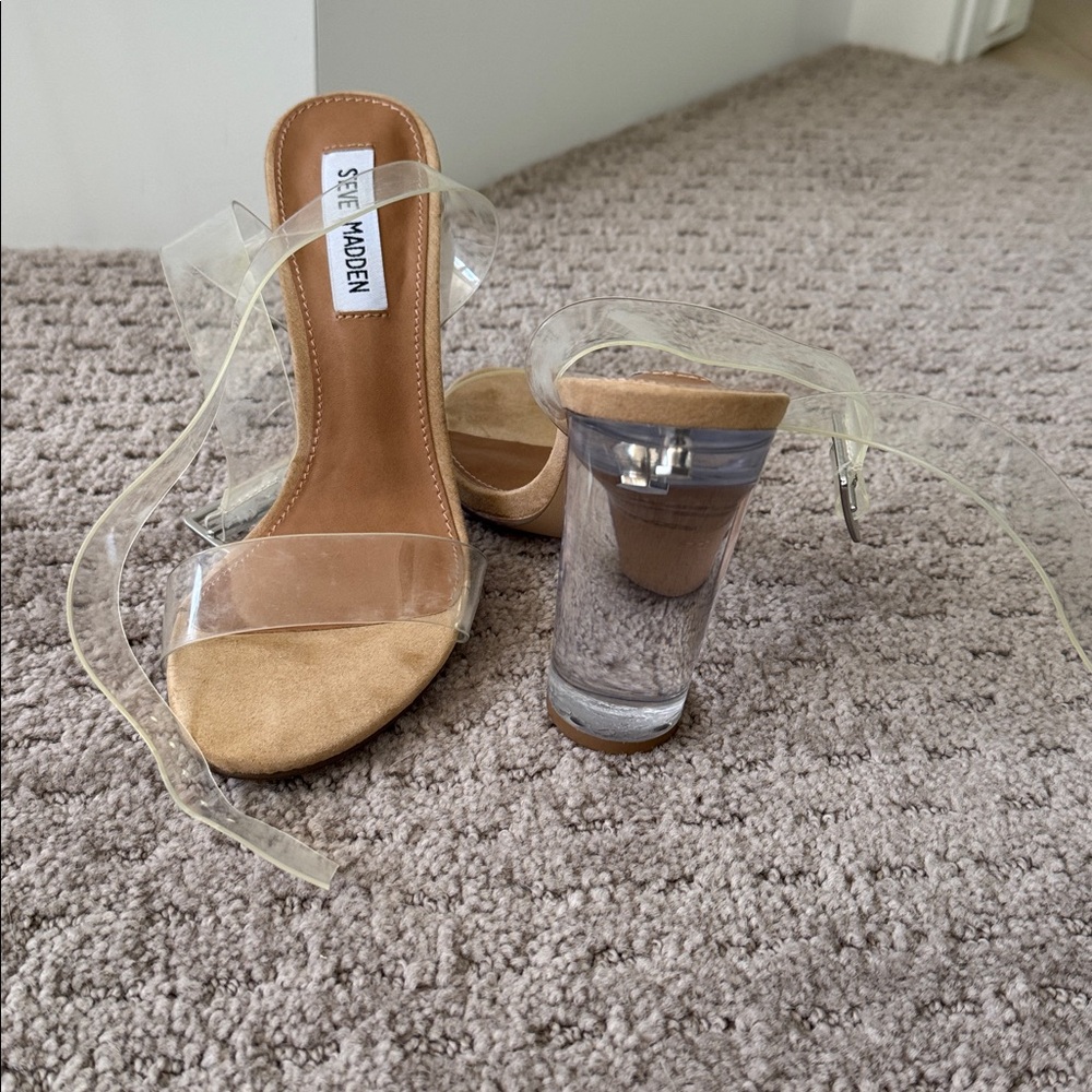 Steve Madden Clear and Tan Sandals